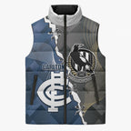 Carlton Collingwood Football Personalised Sleeveless Puffer Jacket Blues Magpies Together Dynamic Style