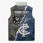 Carlton Collingwood Football Personalised Sleeveless Puffer Jacket Blues Magpies Together Dynamic Style