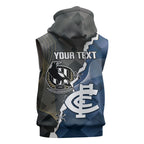 Carlton Collingwood Football Personalised Sleeveless Zip Hoodie Blues Magpies Together Dynamic Style