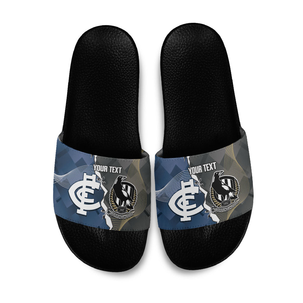 Carlton Collingwood Football Personalised Slide Sandals Blues Magpies Together Dynamic Style