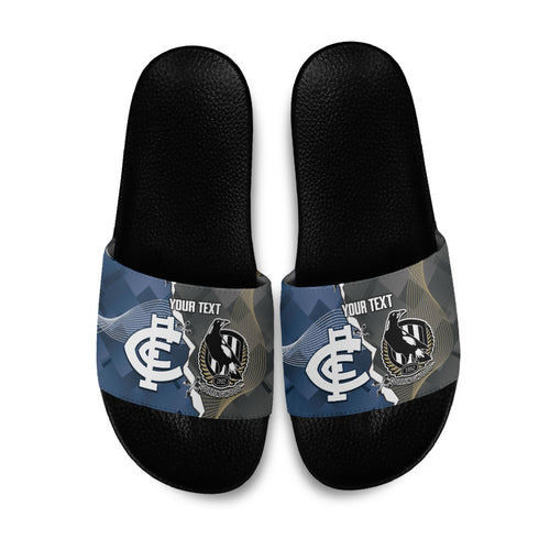 Carlton Collingwood Football Personalised Slide Sandals Blues Magpies Together Dynamic Style
