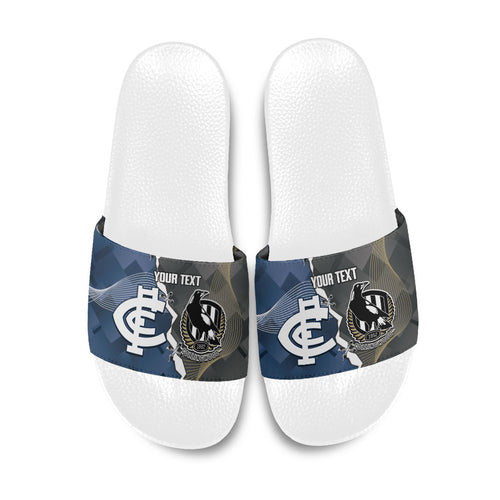 Carlton Collingwood Football Personalised Slide Sandals Blues Magpies Together Dynamic Style