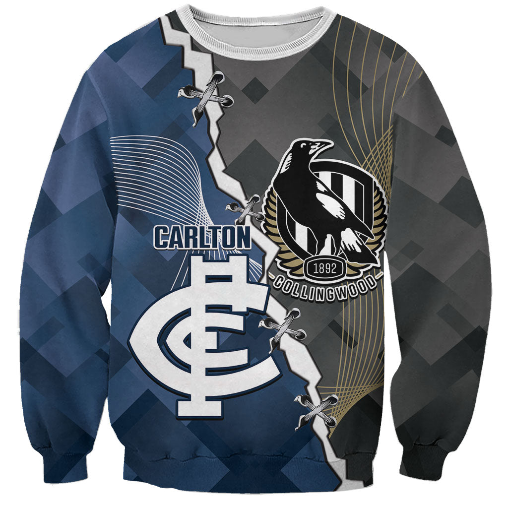 Carlton Collingwood Football Personalised Sweatshirt Blues Magpies Together Dynamic Style