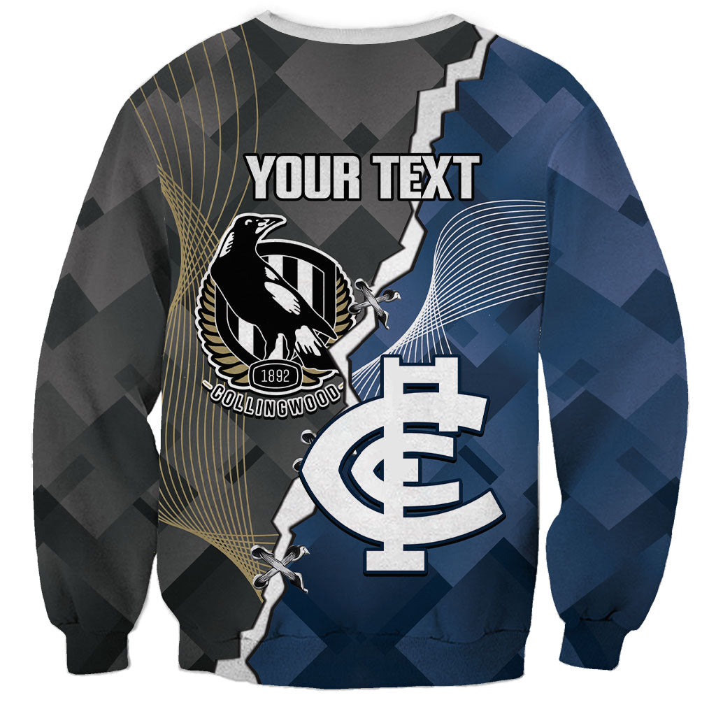 Carlton Collingwood Football Personalised Sweatshirt Blues Magpies Together Dynamic Style