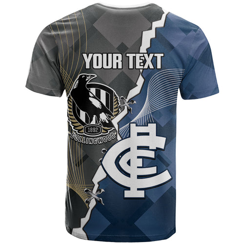 Carlton Collingwood Football Personalised T Shirt Blues Magpies Together Dynamic Style