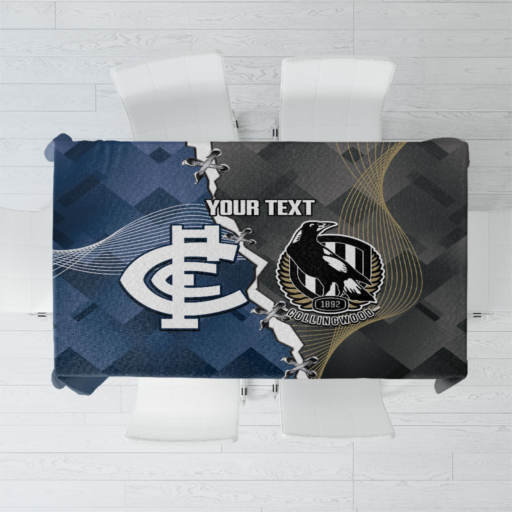 Carlton Collingwood Football Personalised Tablecloth Blues Magpies Together Dynamic Style