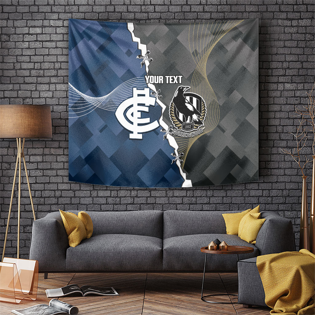 Carlton Collingwood Football Personalised Tapestry Blues Magpies Together Dynamic Style