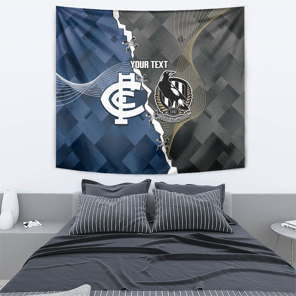 Carlton Collingwood Football Personalised Tapestry Blues Magpies Together Dynamic Style