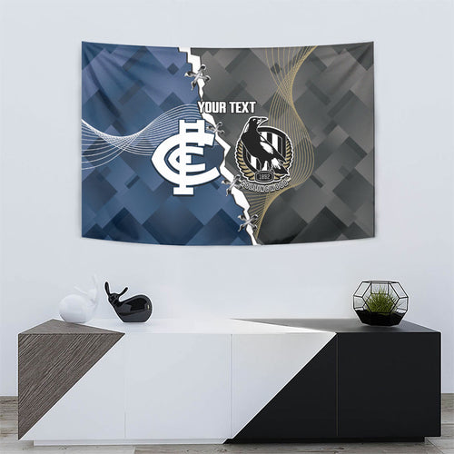 Carlton Collingwood Football Personalised Tapestry Blues Magpies Together Dynamic Style