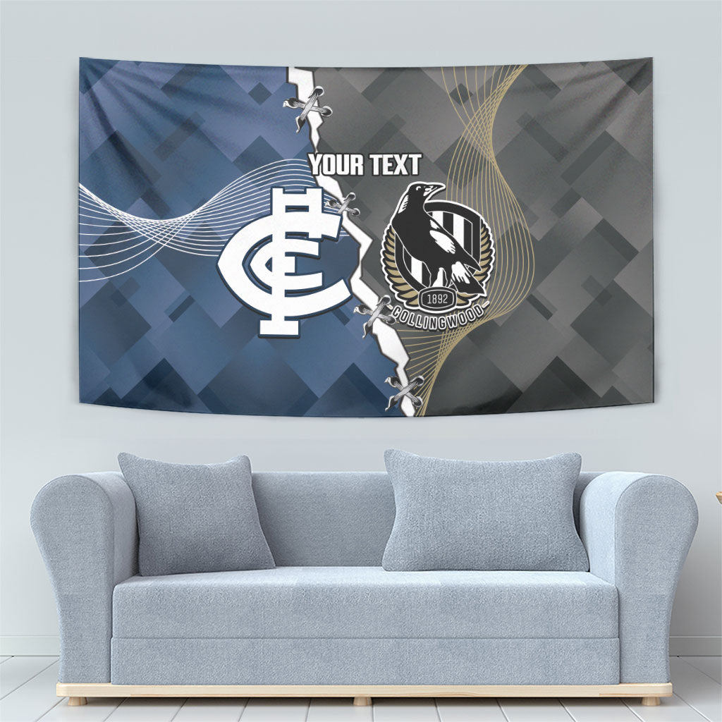 Carlton Collingwood Football Personalised Tapestry Blues Magpies Together Dynamic Style