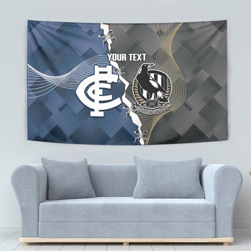 Carlton Collingwood Football Personalised Tapestry Blues Magpies Together Dynamic Style