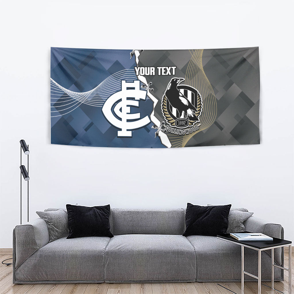 Carlton Collingwood Football Personalised Tapestry Blues Magpies Together Dynamic Style