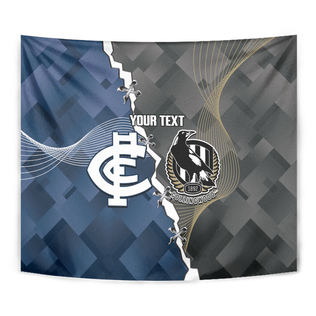 Carlton Collingwood Football Personalised Tapestry Blues Magpies Together Dynamic Style