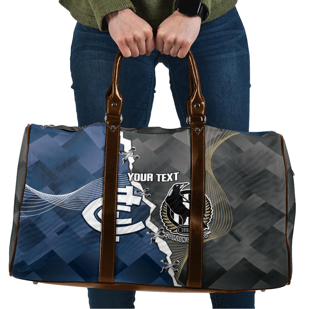 Carlton Collingwood Football Personalised Travel Bag Blues Magpies Together Dynamic Style