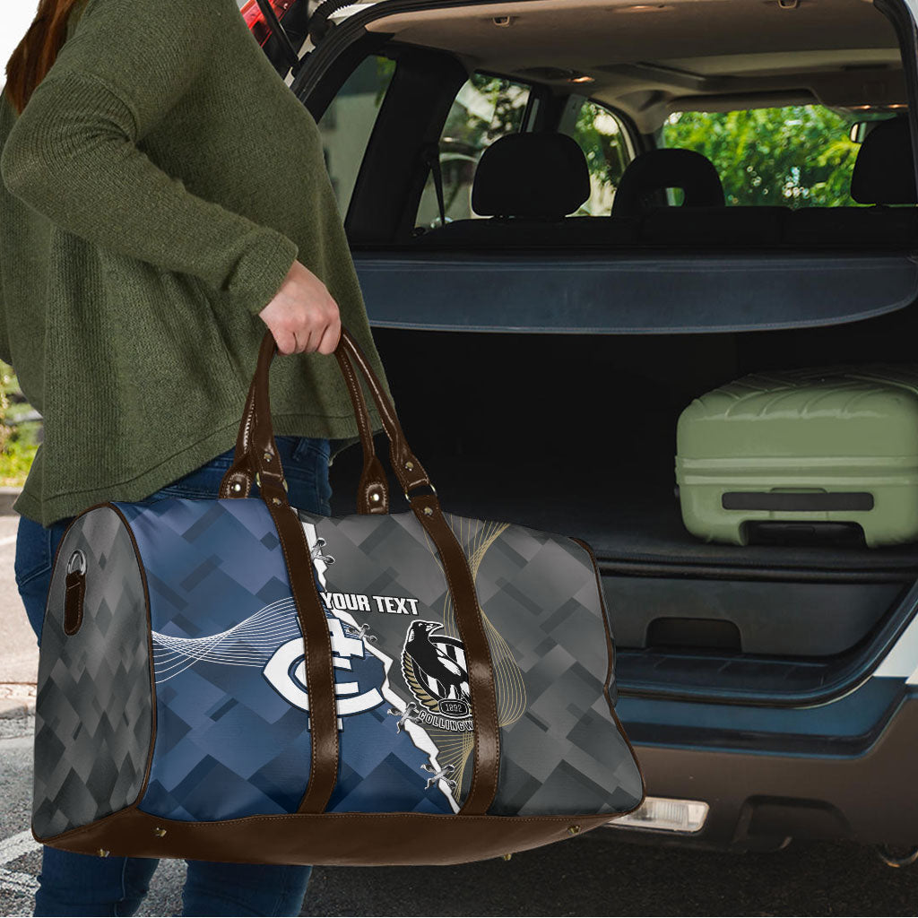 Carlton Collingwood Football Personalised Travel Bag Blues Magpies Together Dynamic Style
