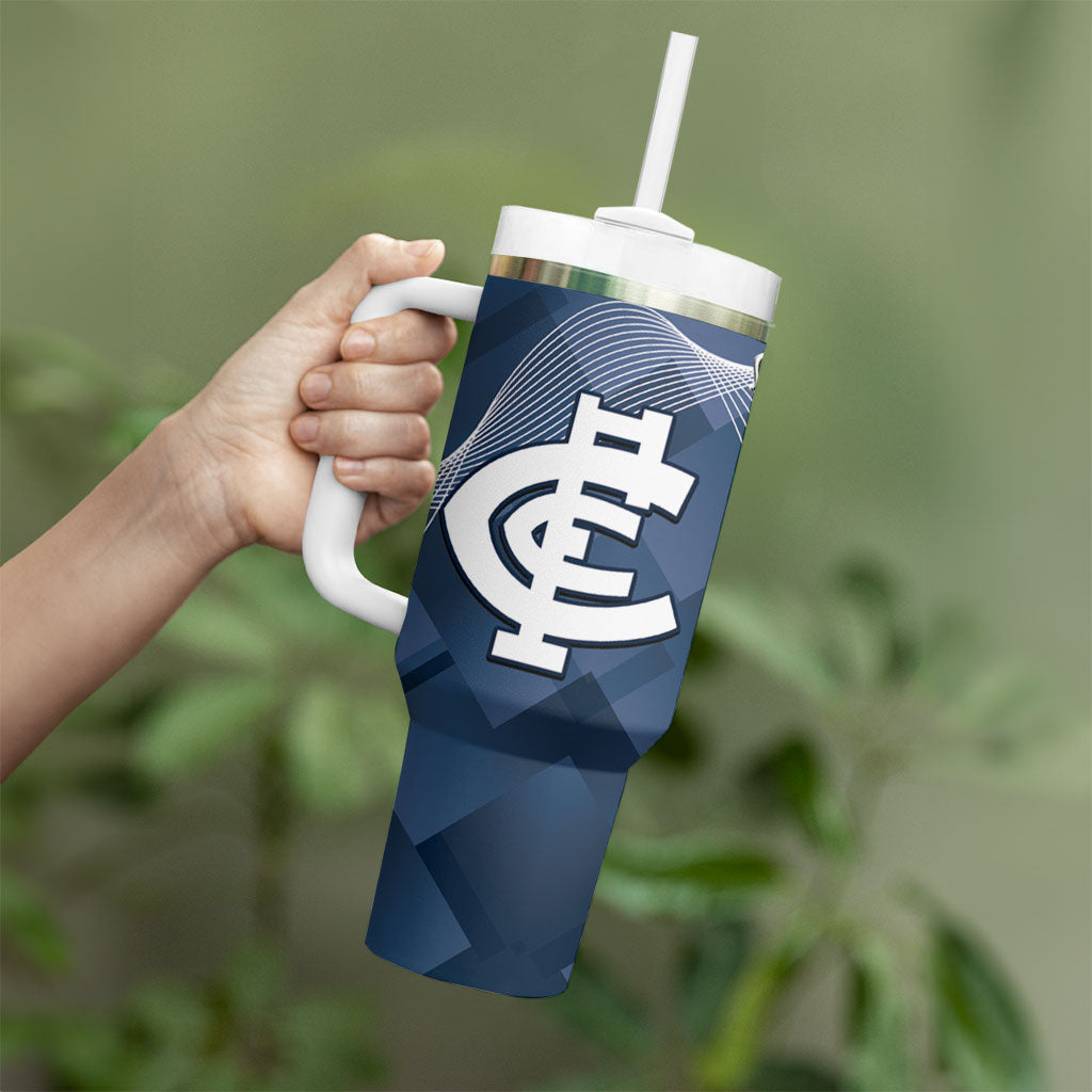 Carlton Collingwood Football Personalised Tumbler With Handle Blues Magpies Together Dynamic Style
