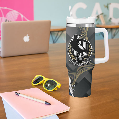 Carlton Collingwood Football Personalised Tumbler With Handle Blues Magpies Together Dynamic Style