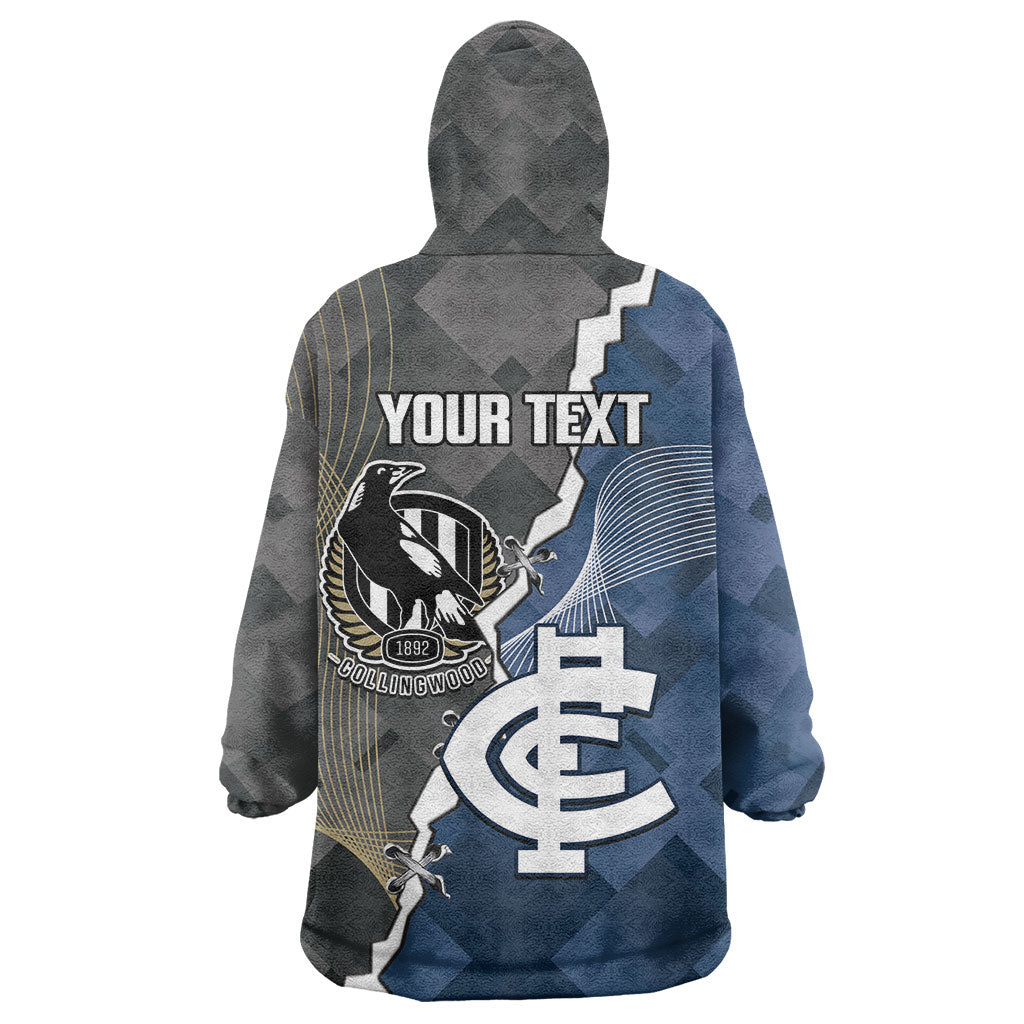 Carlton Collingwood Football Personalised Wearable Blanket Hoodie Blues Magpies Together Dynamic Style