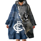 Carlton Collingwood Football Personalised Wearable Blanket Hoodie Blues Magpies Together Dynamic Style