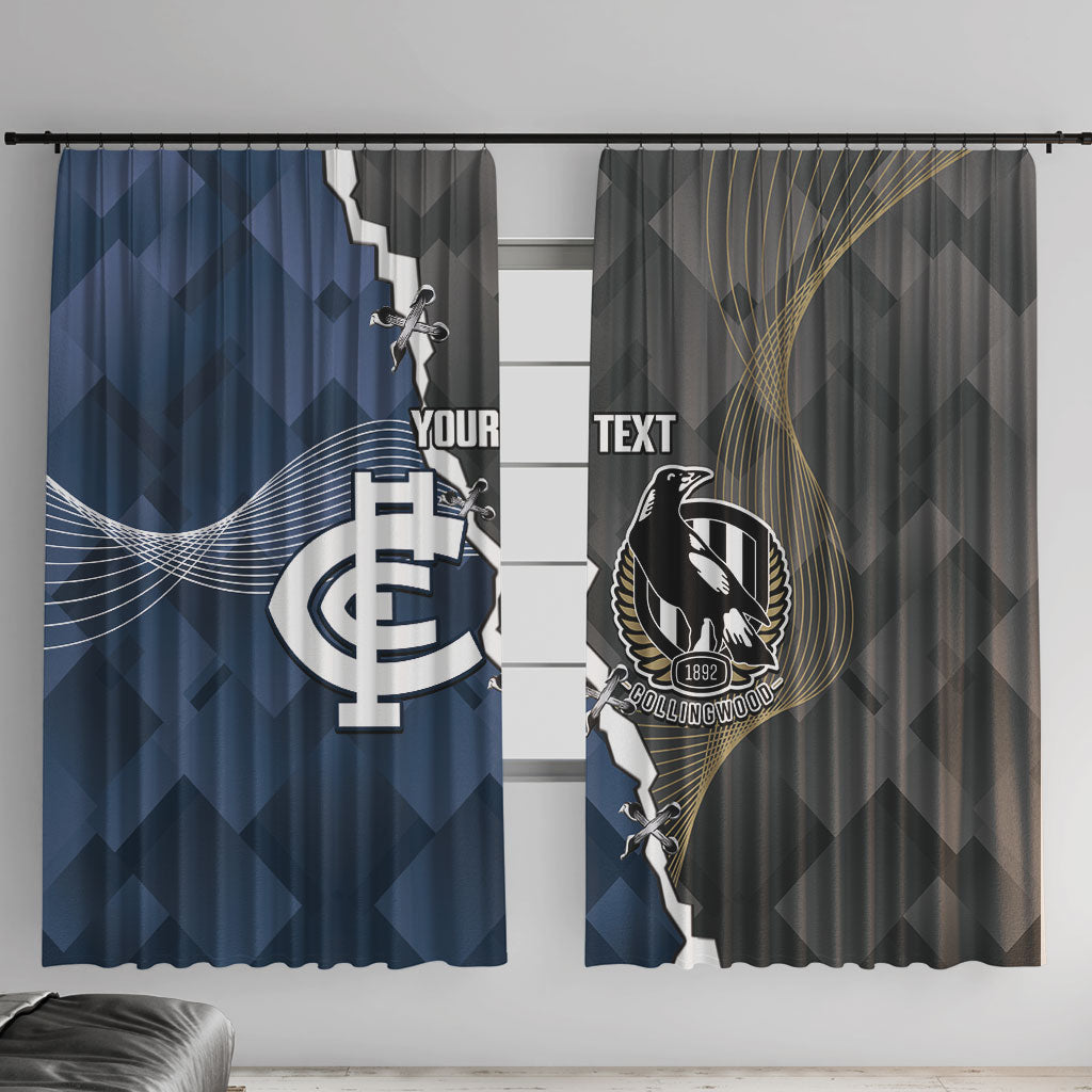 Carlton Collingwood Football Personalised Window Curtain Blues Magpies Together Dynamic Style