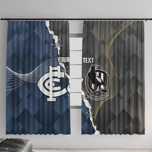Carlton Collingwood Football Personalised Window Curtain Blues Magpies Together Dynamic Style