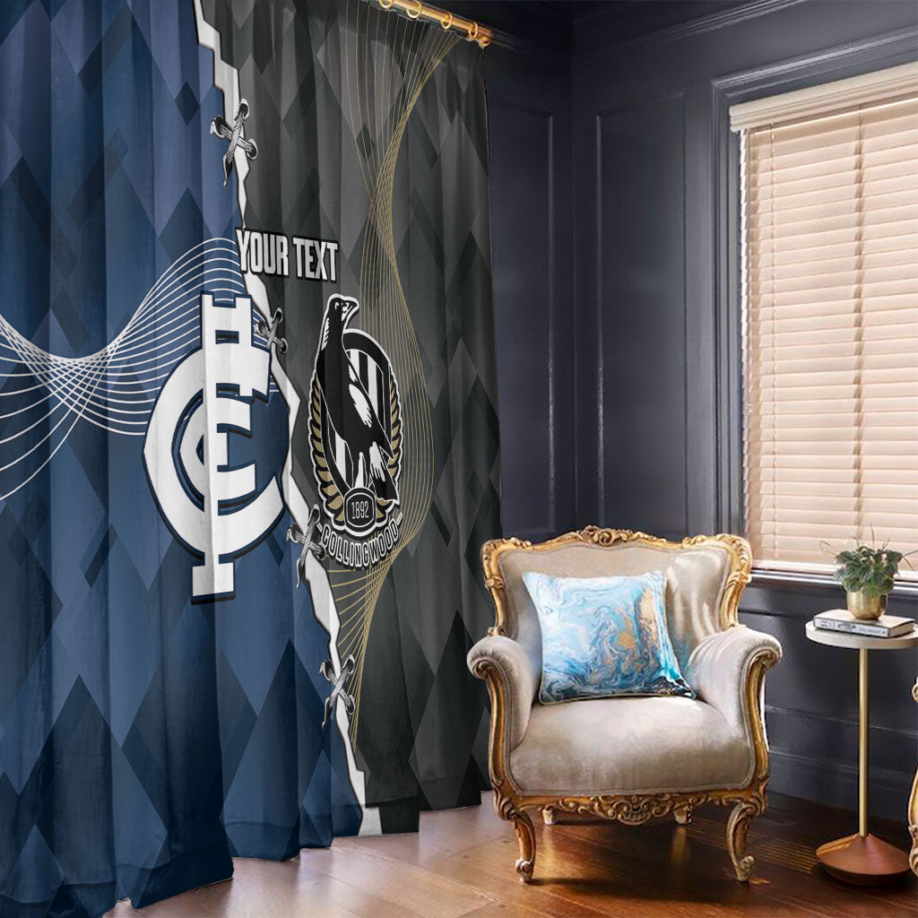 Carlton Collingwood Football Personalised Window Curtain Blues Magpies Together Dynamic Style