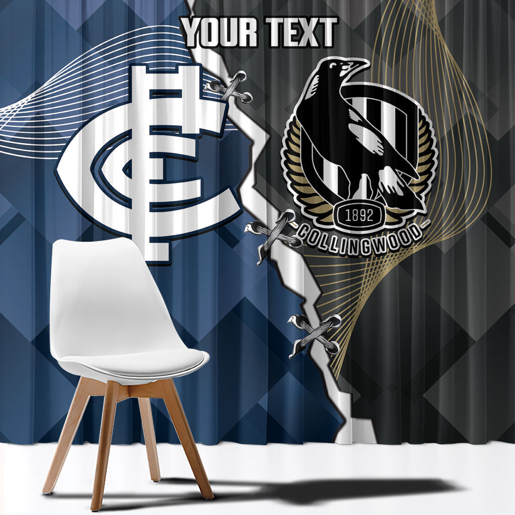 Carlton Collingwood Football Personalised Window Curtain Blues Magpies Together Dynamic Style