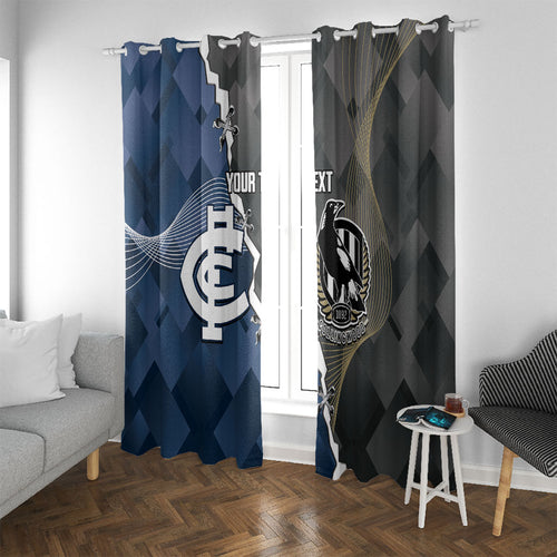 Carlton Collingwood Football Personalised Window Curtain Blues Magpies Together Dynamic Style