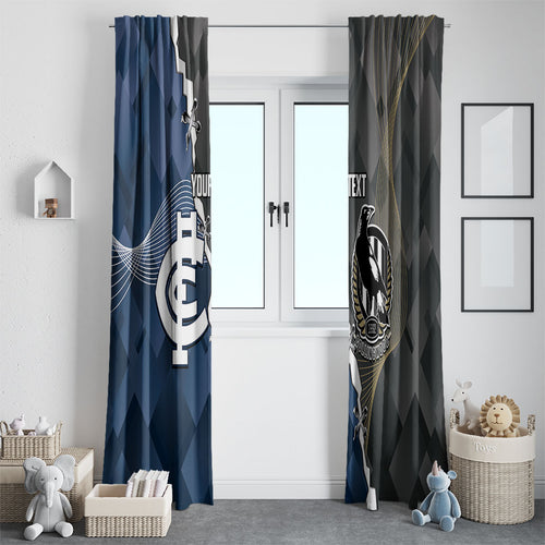 Carlton Collingwood Football Personalised Window Curtain Blues Magpies Together Dynamic Style