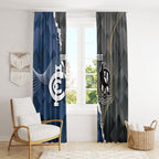 Carlton Collingwood Football Personalised Window Curtain Blues Magpies Together Dynamic Style