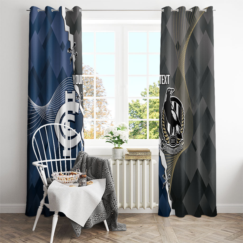 Carlton Collingwood Football Personalised Window Curtain Blues Magpies Together Dynamic Style