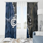Carlton Collingwood Football Personalised Window Curtain Blues Magpies Together Dynamic Style