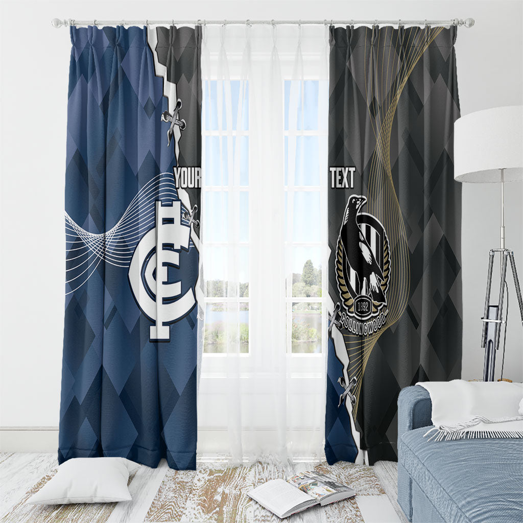 Carlton Collingwood Football Personalised Window Curtain Blues Magpies Together Dynamic Style