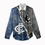 Carlton Collingwood Football Personalised Women Casual Shirt Blues Magpies Together Dynamic Style