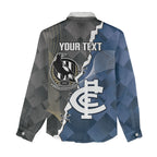 Carlton Collingwood Football Personalised Women Casual Shirt Blues Magpies Together Dynamic Style
