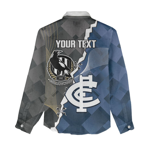 Carlton Collingwood Football Personalised Women Casual Shirt Blues Magpies Together Dynamic Style