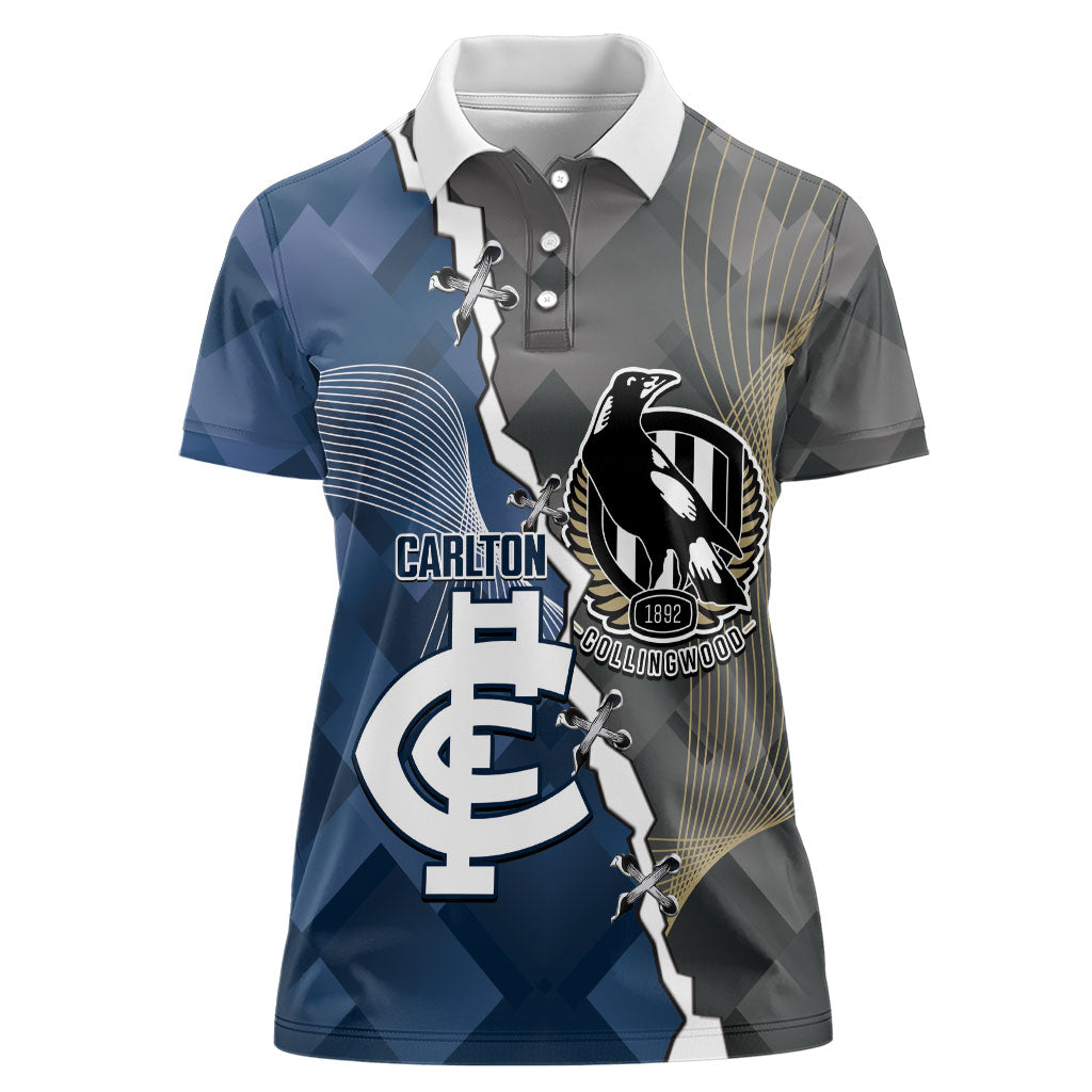 Carlton Collingwood Football Personalised Women Polo Shirt Blues Magpies Together Dynamic Style