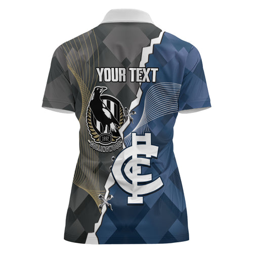 Carlton Collingwood Football Personalised Women Polo Shirt Blues Magpies Together Dynamic Style