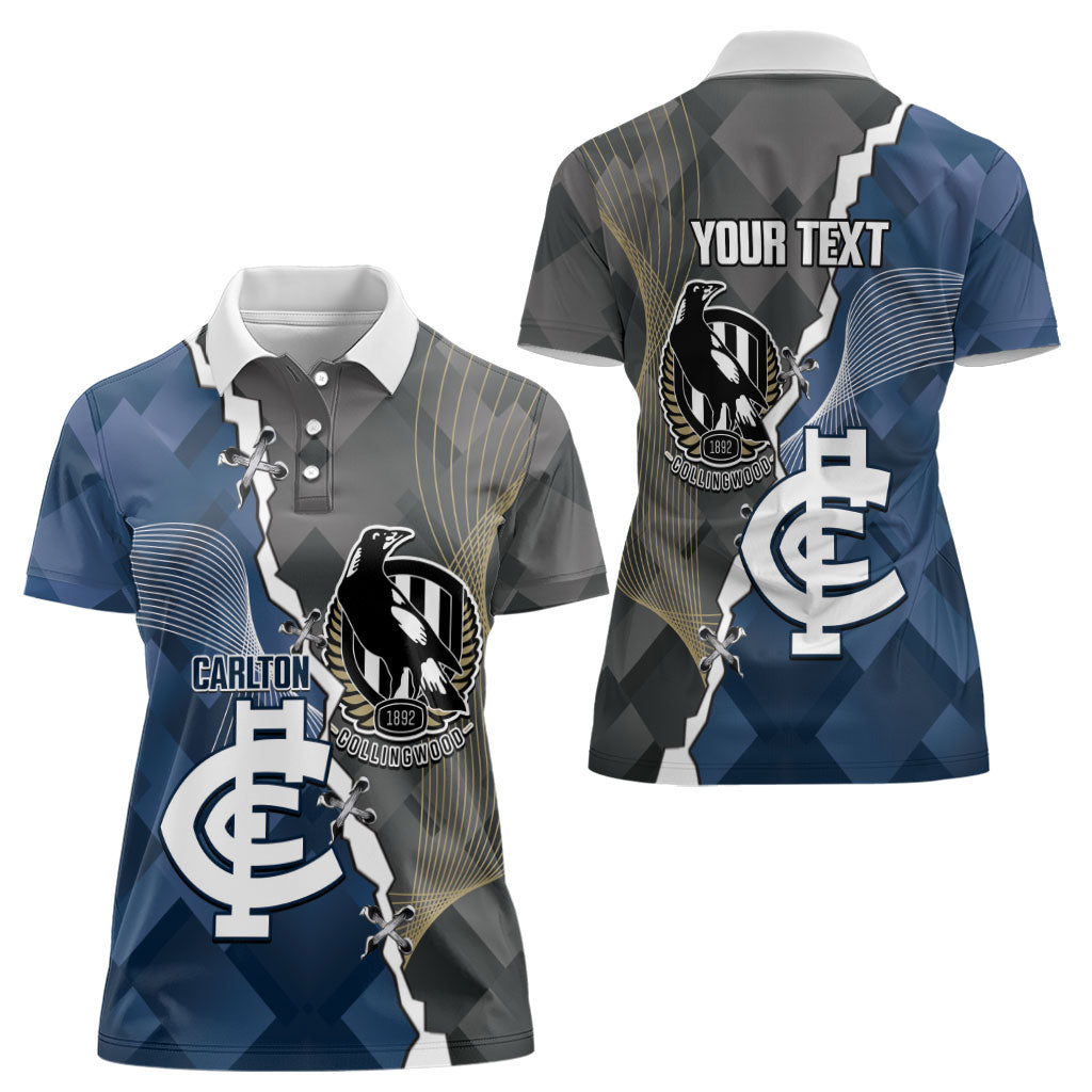 Carlton Collingwood Football Personalised Women Polo Shirt Blues Magpies Together Dynamic Style