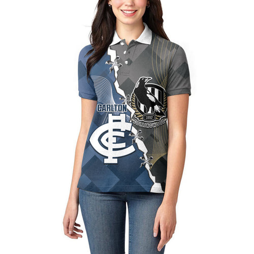 Carlton Collingwood Football Personalised Women Polo Shirt Blues Magpies Together Dynamic Style