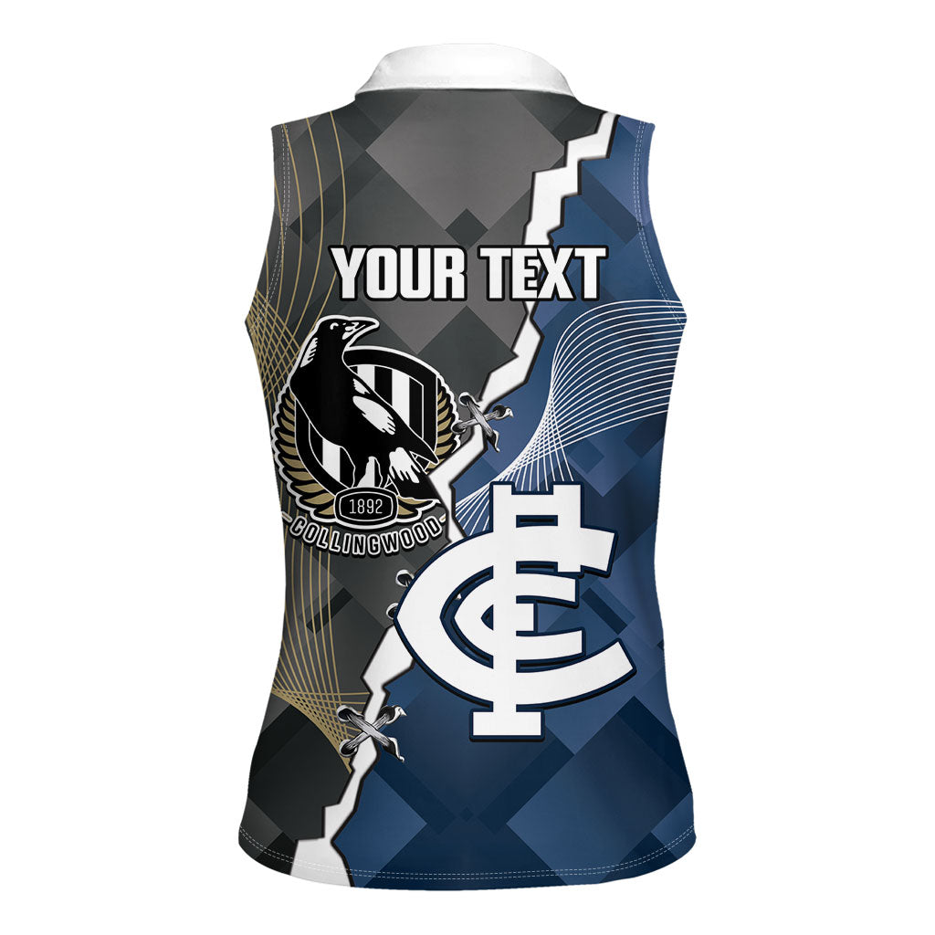 Carlton Collingwood Football Personalised Women Sleeveless Polo Shirt Blues Magpies Together Dynamic Style