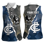 Carlton Collingwood Football Personalised Women Sleeveless Polo Shirt Blues Magpies Together Dynamic Style