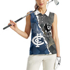 Carlton Collingwood Football Personalised Women Sleeveless Polo Shirt Blues Magpies Together Dynamic Style