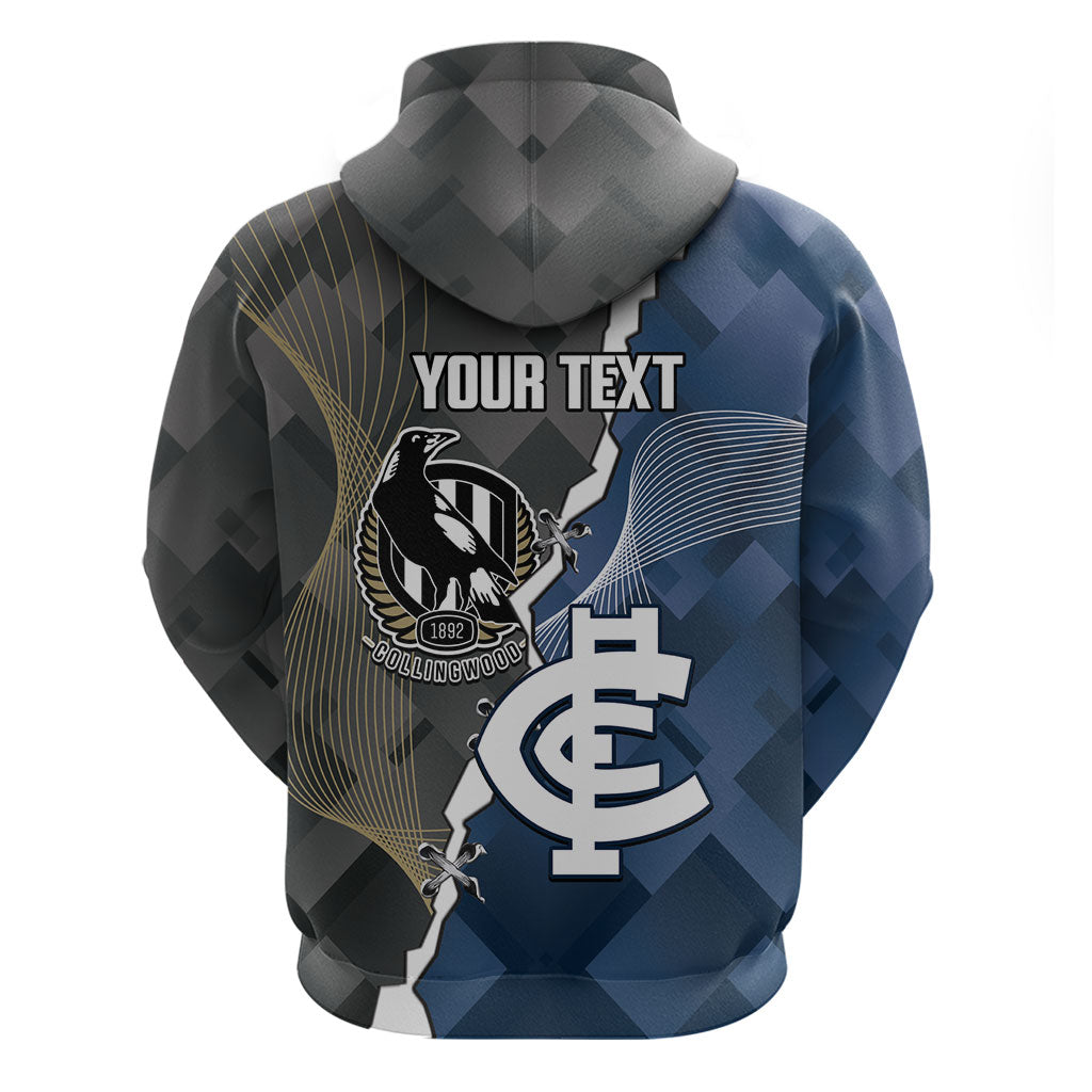 Carlton Collingwood Football Personalised Zip Hoodie Blues Magpies Together Dynamic Style