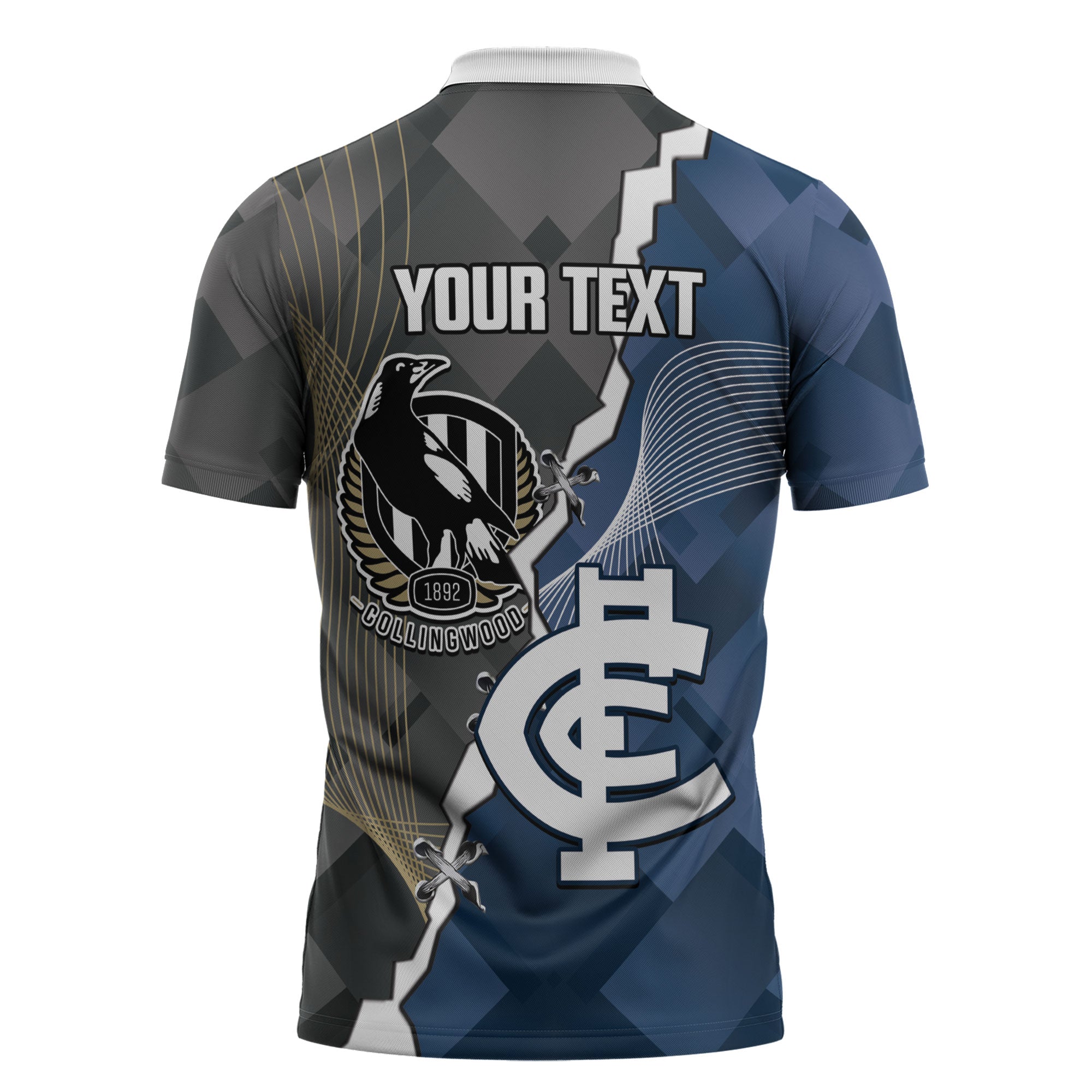 Carlton Collingwood Football Personalised Zipper Polo Shirt Blues Magpies Together Dynamic Style