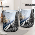 Personalised New Zealand Pakeha Laundry Basket Kiwi Silver Fern and Sailing Ship Compass