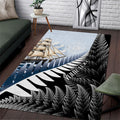 Personalised New Zealand Pakeha Area Rug Kiwi Silver Fern and Sailing Ship Compass