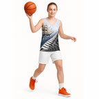 Personalised New Zealand Pakeha Basketball Jersey Kiwi Silver Fern and Sailing Ship Compass
