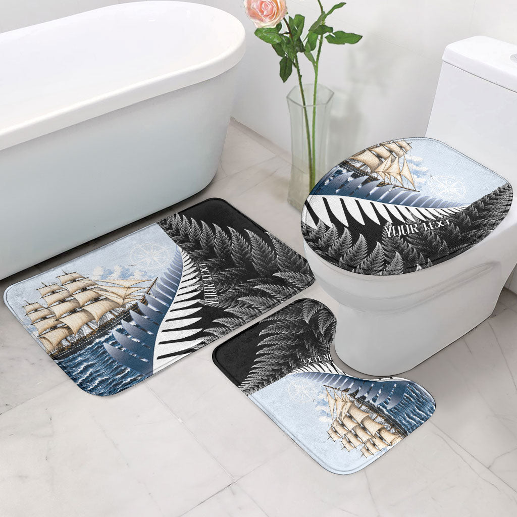 Personalised New Zealand Pakeha Bathroom Set Kiwi Silver Fern and Sailing Ship Compass