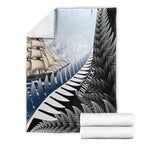 Personalised New Zealand Pakeha Blanket Kiwi Silver Fern and Sailing Ship Compass